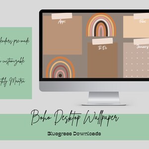 Boho Desktop Wallpaper - Organized Desktop Background - Computer Background Template - Editable Wallpaper for Desktop/Laptop