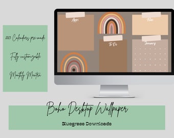 Boho Desktop Wallpaper - Organized Desktop Background - Computer Background Template - Editable Wallpaper for Desktop/Laptop