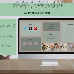 Aesthetic Desktop Wallpaper Organization - Editable Wallpaper for Desktop/Laptop Organization - Folder Icon Pack