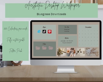Aesthetic Desktop Wallpaper Organization - Editable Wallpaper for Desktop/Laptop Organization - Folder Icon Pack