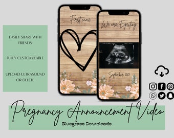 First Came Love Digital Pregnancy Announcement Video - Pregnancy Reveal Template - Virtual Baby Announcement - Fully Customizable