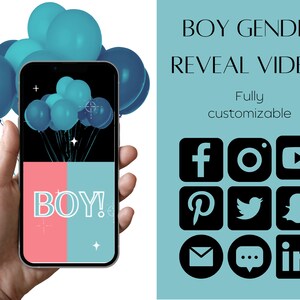 Video di rivelazione del genere - Annuncio digitale del sesso del bambino con palloncino - Rivelazione del genere del ragazzo - Annuncio del genere del bambino
