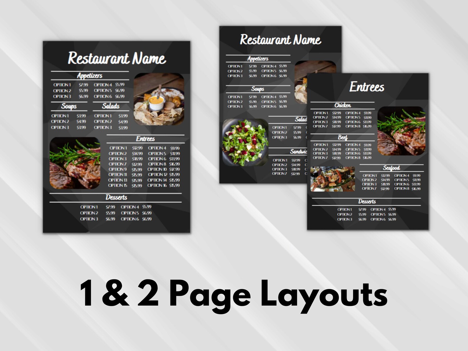 Restaurant Menu Template - Customizable Menu Template - Sleek & Modern ...