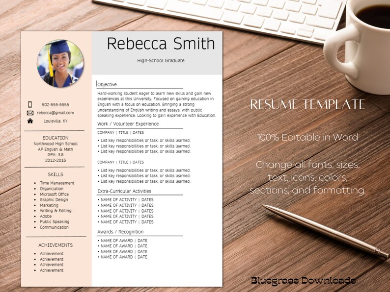 College Resume Template - Microsoft Word Student Resume, Essay ...