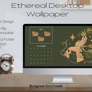 EDITABLE Ethereal Desktop Wallpaper Organization - Wallpaper for Desktop/Laptop Organization- Folder Icon Pack