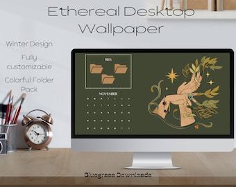 EDITABLE Ethereal Desktop Wallpaper Organization - Wallpaper for Desktop/Laptop Organization- Folder Icon Pack