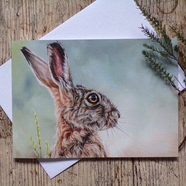 Hare Greeting card -  Birthday - blank card - Wildlife / Animal art