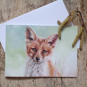 Biglietto di auguri del cucciolo di volpe - compleanno / biglietto vuoto - Fauna selvatica / Arte animale