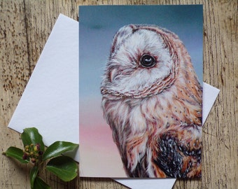 Barn Owl Greeting Card / Blank / Birthday - Wildlife / Bird / Animal art