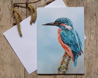 Carte de voeux martin-pêcheur - Anniversaire / Vierge - Faune / Oiseau / Art animalier
