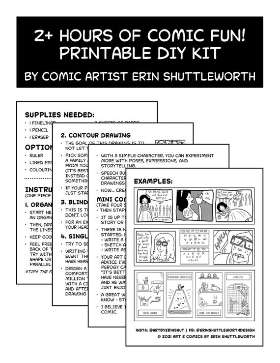 DIY Comic Kits Printable Gifts for Kids Kid DIY Art Kit Comics for  Beginners Supplies for Comic Artist 