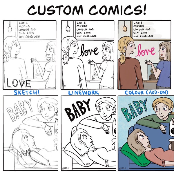 Custom Comic | Commission | Custom Art | Unique Gift | Original | Canadian Artist | Engagement | Family | Wedding | Friend | Present