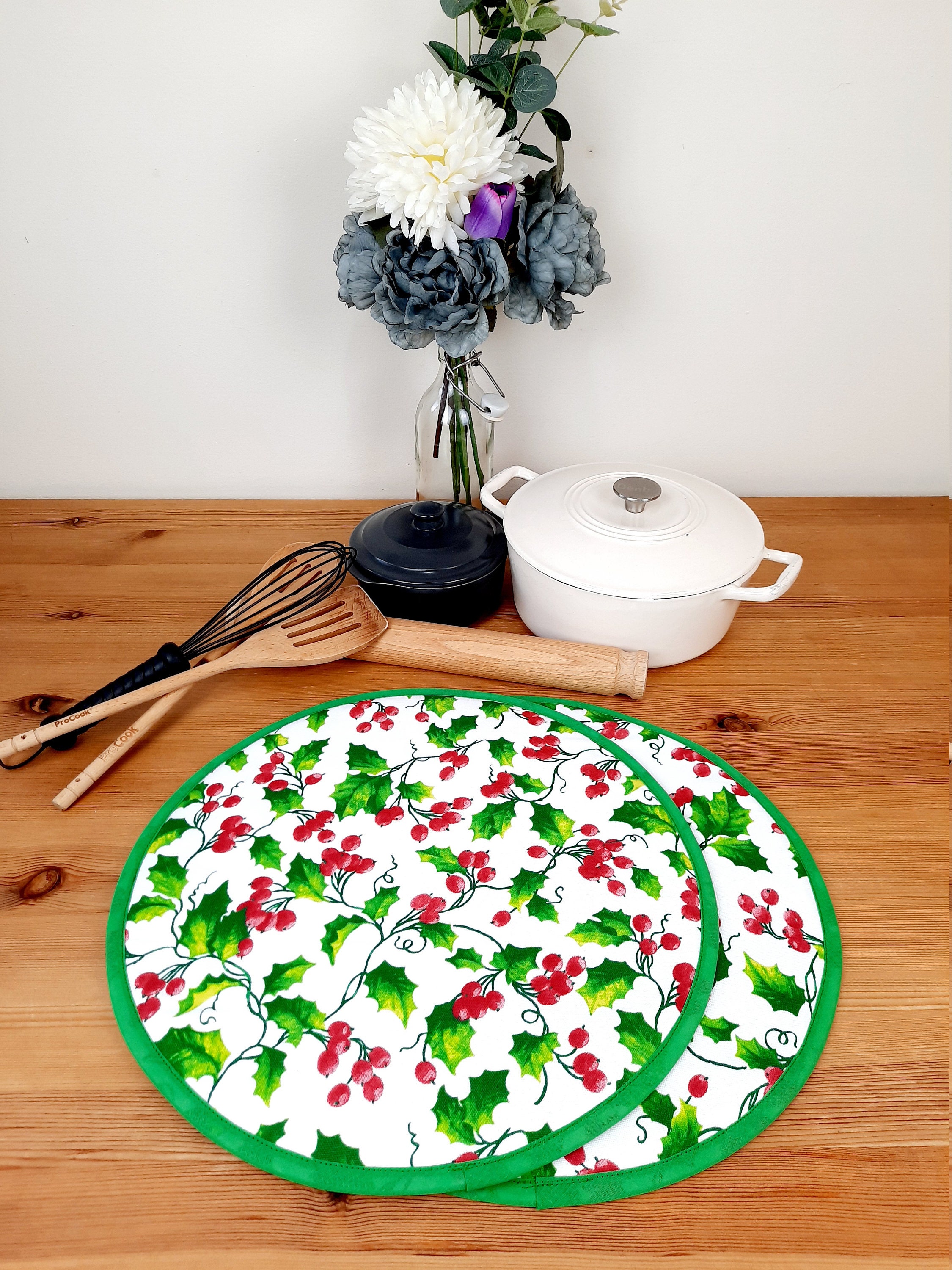 Christmas Aga lid covers / chef pads Holly and berries Etsy