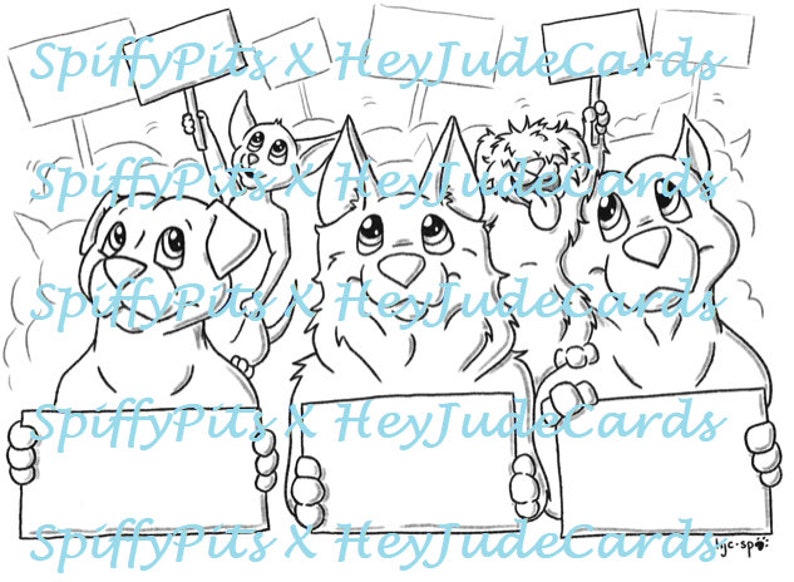 Digital Stamp Coloring Page Rescue Animals Dogs of | Etsy
