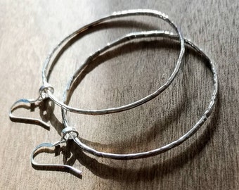 Women circles, Handmade hammered hoop earring, sterling silver, boho