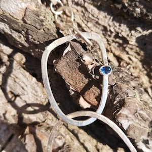 Worthy of my own beauty, Beautiful handmade hammered necklace with a gorgeous blue sapphire, boho, for unique women, September birthstone