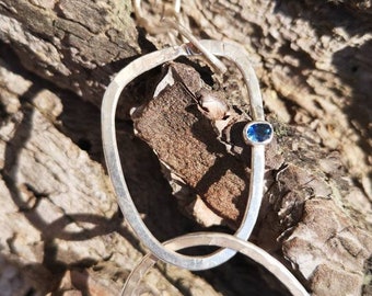 Worthy of my own beauty, Beautiful handmade hammered necklace with a gorgeous blue sapphire, boho, for unique women, September birthstone