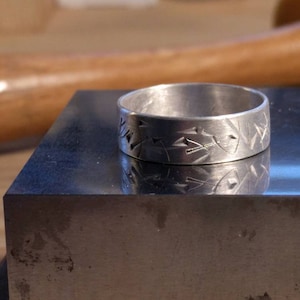 Seeking strength in Nature, Sterling Silver ring, Men & Women's ring/unisex, unique handmade hammered texture 'the Bamboo' collection image 1