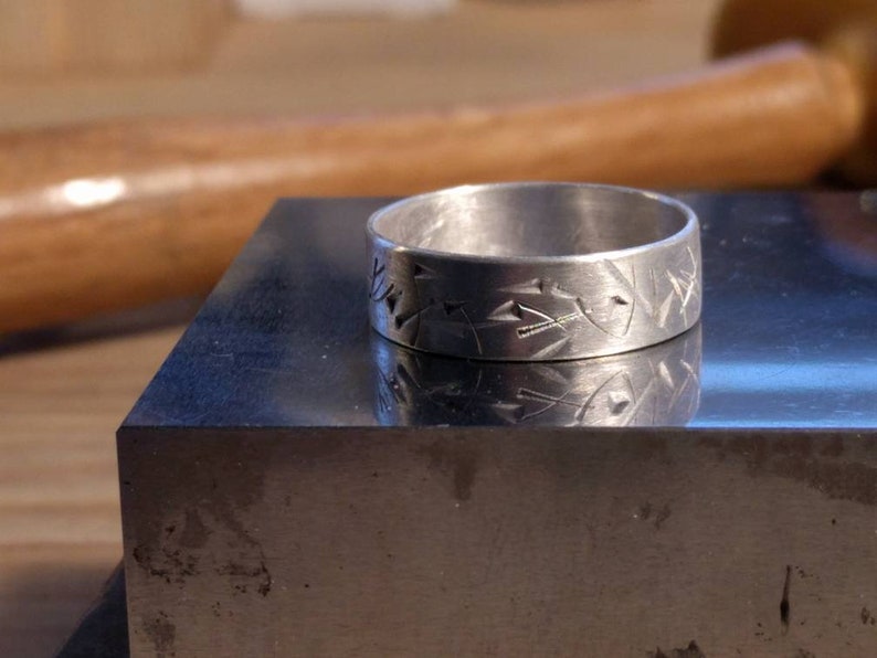 Seeking strength in Nature, Sterling Silver ring, Men & Women's ring/unisex, unique handmade hammered texture 'the Bamboo' collection image 1