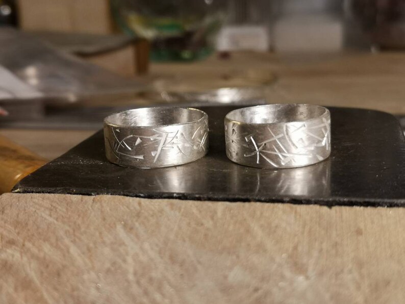 Seeking strength in Nature, Sterling Silver ring, Men & Women's ring/unisex, unique handmade hammered texture 'the Bamboo' collection image 9