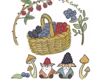 Berry basket gnomes | waterproof stickers