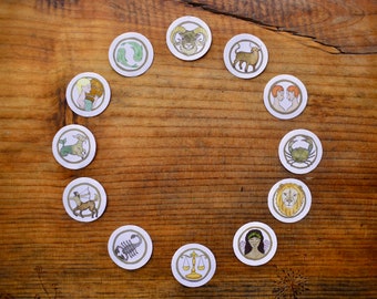 Zodiac Sign Stickers | Astrology Art | 1.5 inch waterproof stickers set