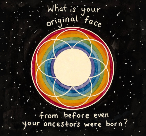 Zen Koan Art Print: Original Face Quote, Buddhist Gift (Sticker Available)