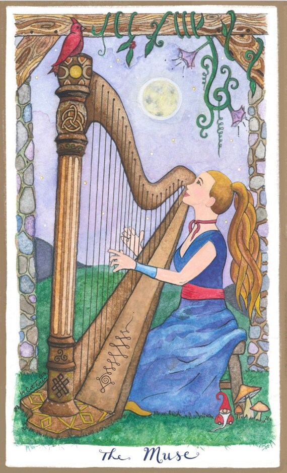 Celtic Harp art print Joanna Newsom a single Tarotesque Etsy