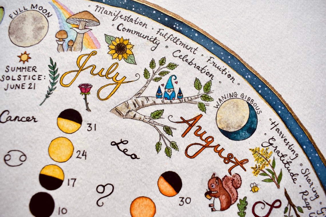 Calendario Lunar 2023 / Rueda del Año / Fases Lunares / Etsy México