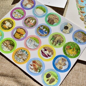 Mushroom gift bundle art print & stickers includes Mushroom Foraging Calendar a wild mushroom sticker sheet 3 more stickers image 3