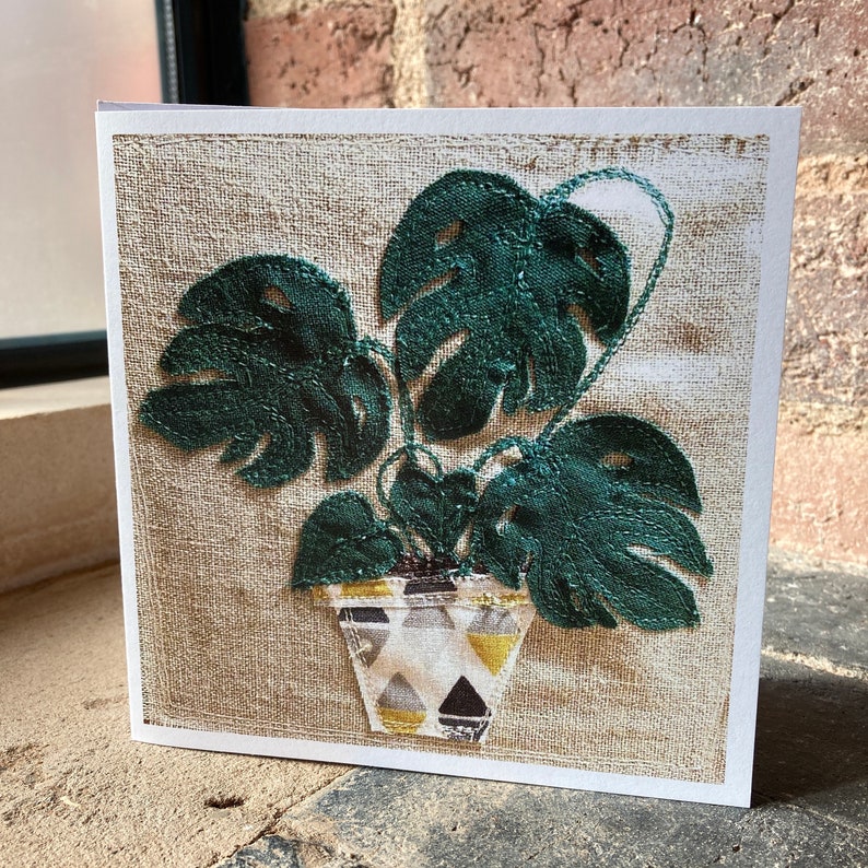 Textile card print Caravan card Plant card Pot plant card Hot air balloon Cactus Fathers Day Card Fathers Day image 5