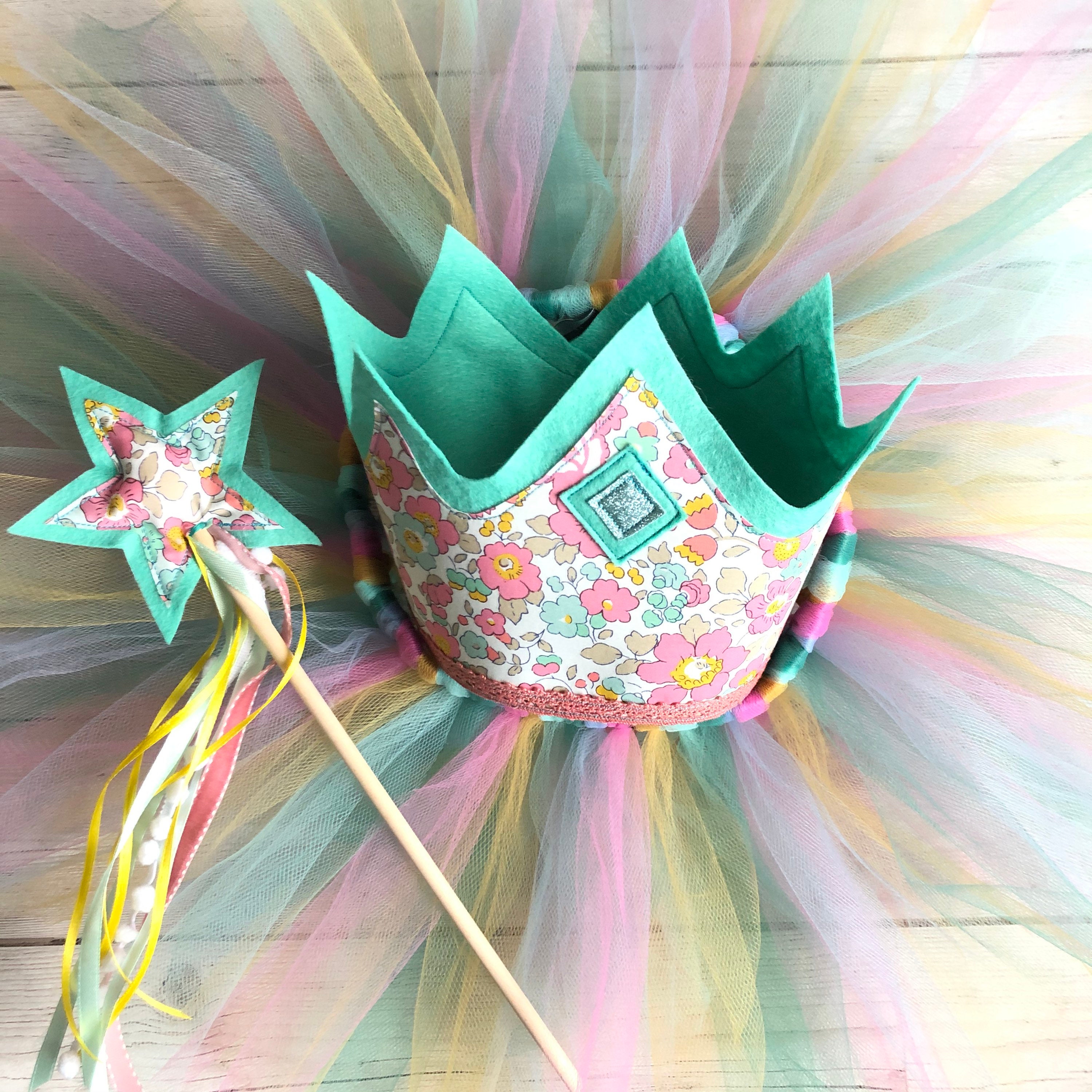 Liberty Crown Wand and Tutu Pastel Rainbow Costume Etsy UK