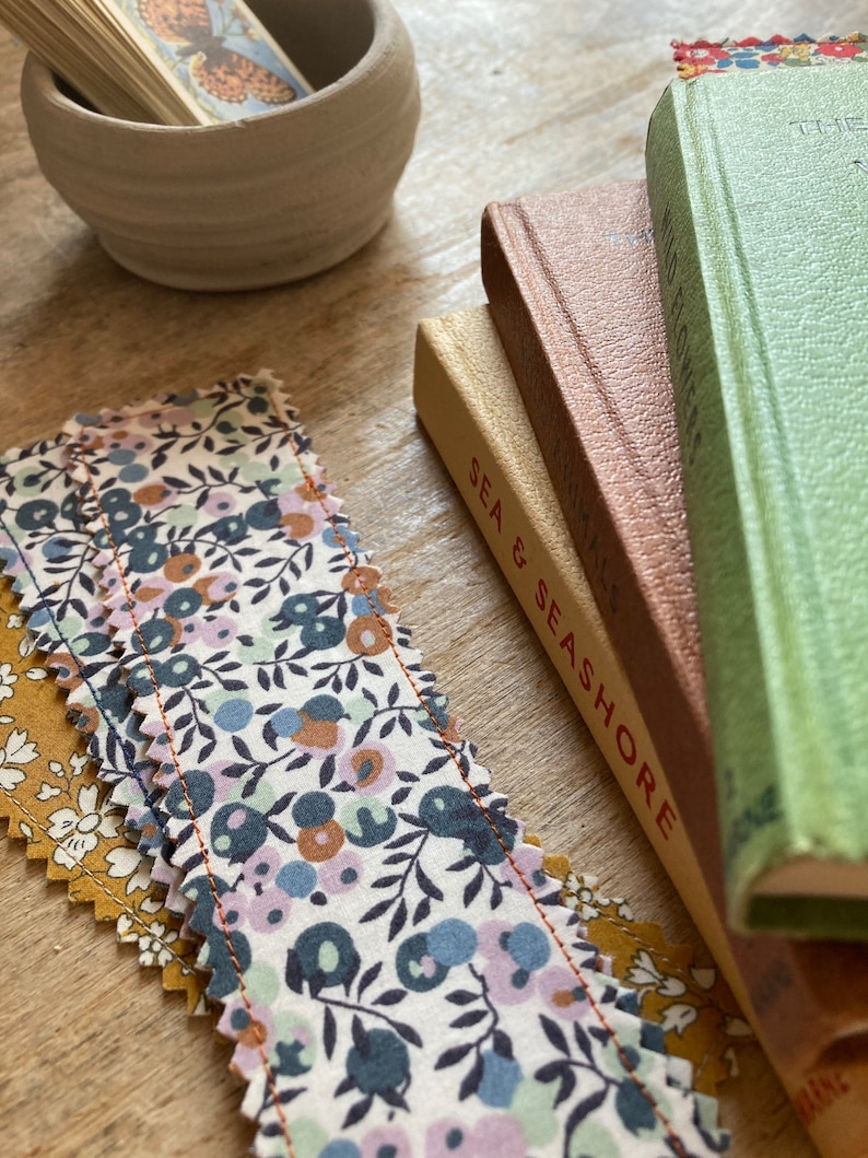 Liberty fabric bookmark. Bookmark Letter box gifts Liberty gifts Gifts for book lovers Floral book mark image 7