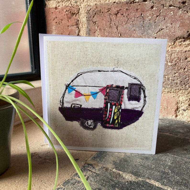 Textile card print Caravan card Plant card Pot plant card Hot air balloon Cactus Fathers Day Card Fathers Day image 2