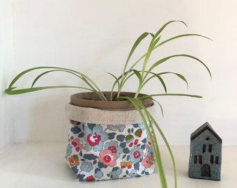 Liberty slouch basket| small storage pot | home decor | liberty home decor | fabric basket | fabric pot cover