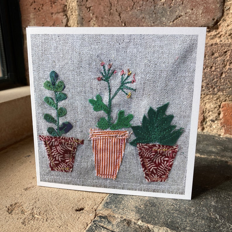 Textile card print Caravan card Plant card Pot plant card Hot air balloon Cactus Fathers Day Card Fathers Day image 6