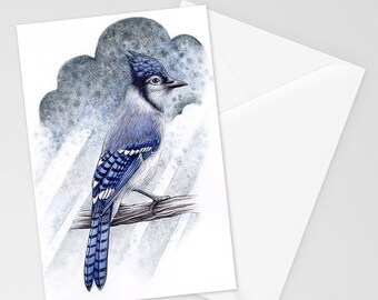 Blaue Jay | Miniatur Postkarte Kunstdruck