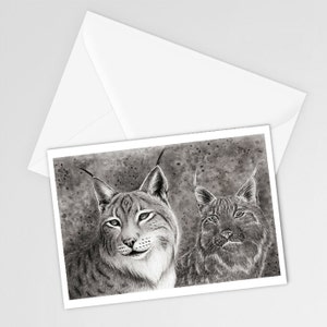 Lynx eurasien toujours vigilant | Tirage d’art de carte postale miniature
