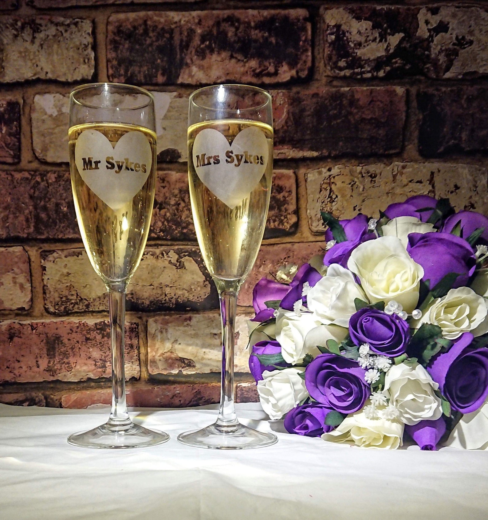 Heart Detail Personalised Champagne Flutes Etsy