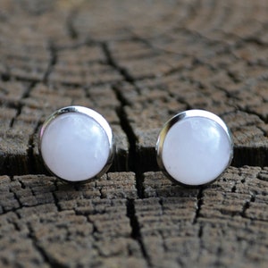 Rose Quartz Stainless Steel Stud Earrings Birthstone Jewelry