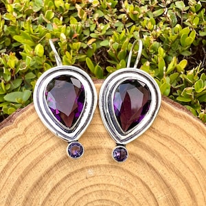 Amethyst Earrings Sterling Silver Dangle Earrings Boho Gemstone Earrings Unique Gift For Her