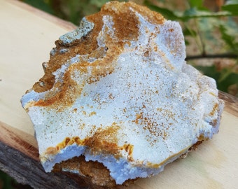Druzy Blue Lace Agate Geode: Raw Crystal Cluster (298g)