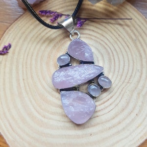 Raw Rose Quartz Statement Necklace Sterling Silver Gemstone Jewellery