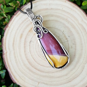 Mooakite Jasper Sterling Silver Wire Wrapped Pendant: Boho Necklace
