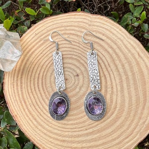 Amethyst Earrings In Sterling Silver, Dangle Earrings, Boho Gemstone Earrings, Unique Gift For Her