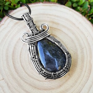 Tourmalinated Quartz Sterling Silver Pendant: Wire Wrapped Boho Necklace