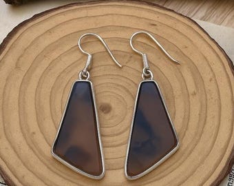 Orecchini pendenti in agata del Botswana in argento sterling, orecchini vistosi