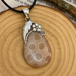 Coral Fossil Necklace In Sterling Silver