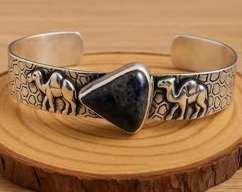 Bracciale regolabile in sodalite in argento sterling