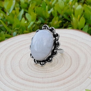 Rainbow Moonstone Statement Bague Sterling Silver Boho Bagues Taille US 8 1/2 Bijoux uniques One Of A Kind Cadeau GypsyJewelry image 7